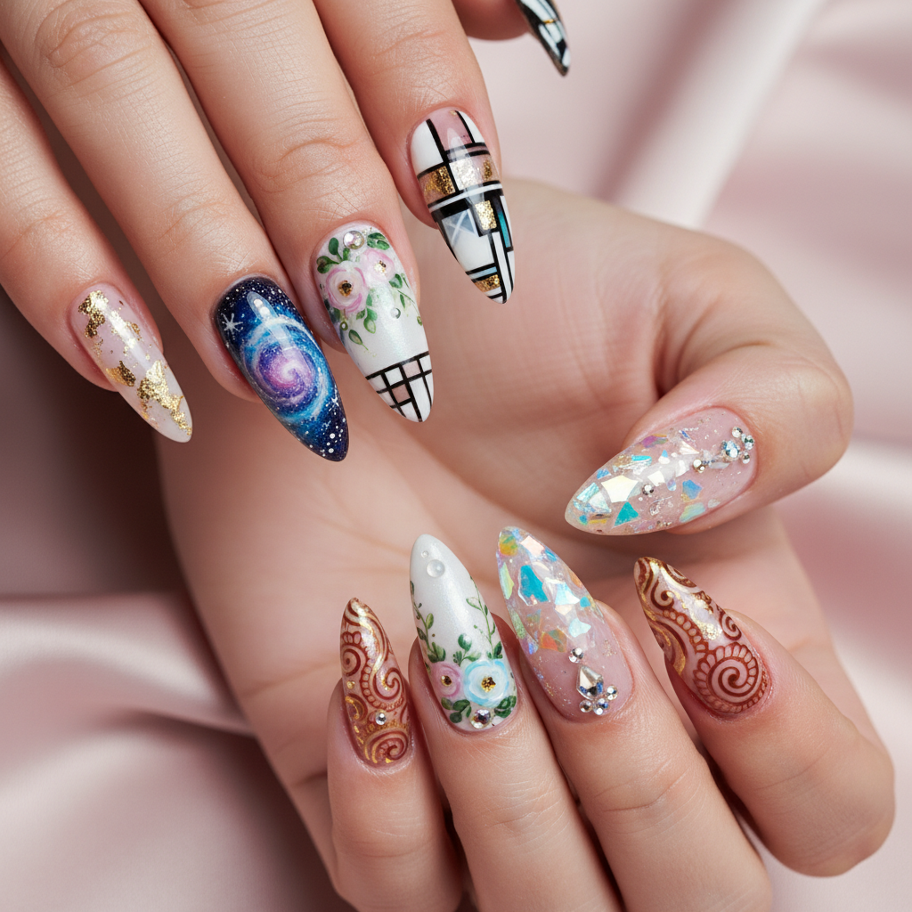 long nails with nail art