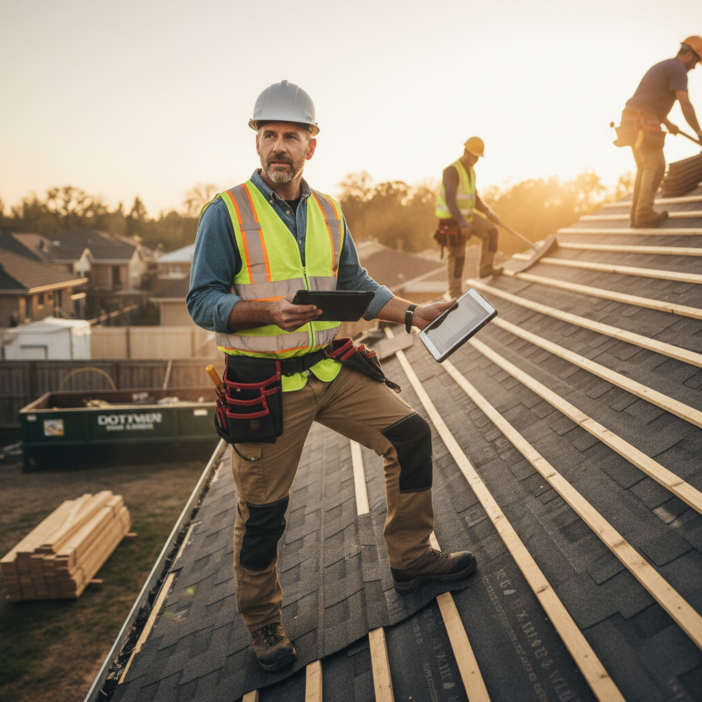 male roofing project manager