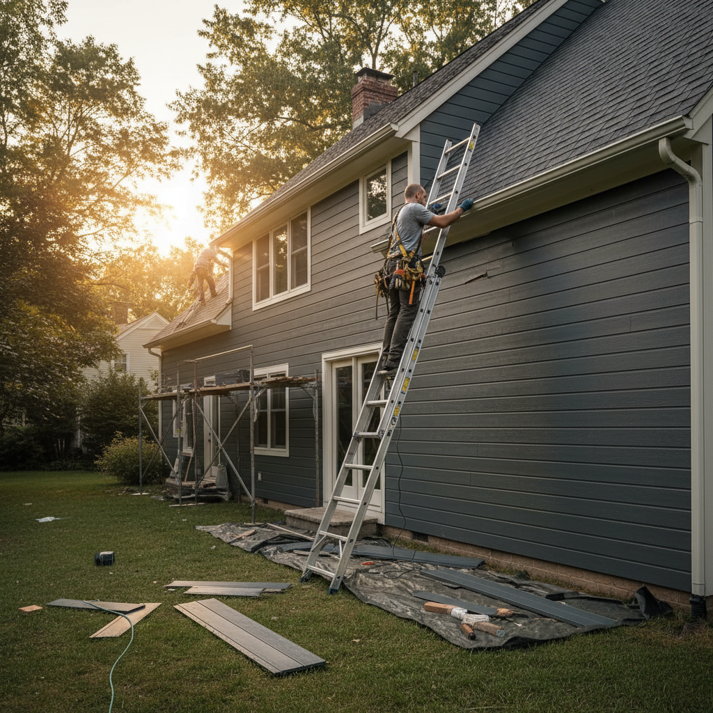 roofer fixing siding