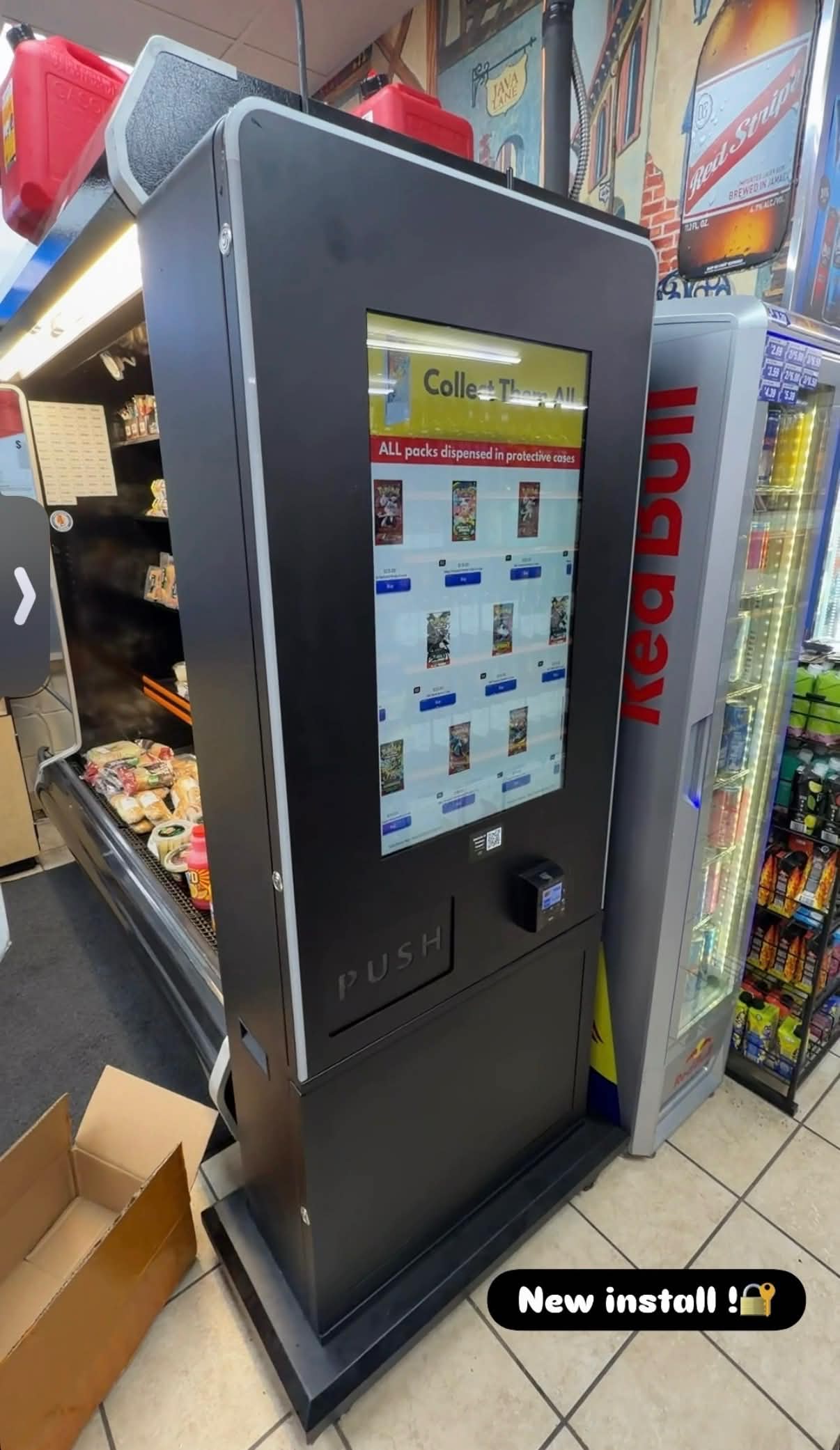Card vending machine installed in a retail environment