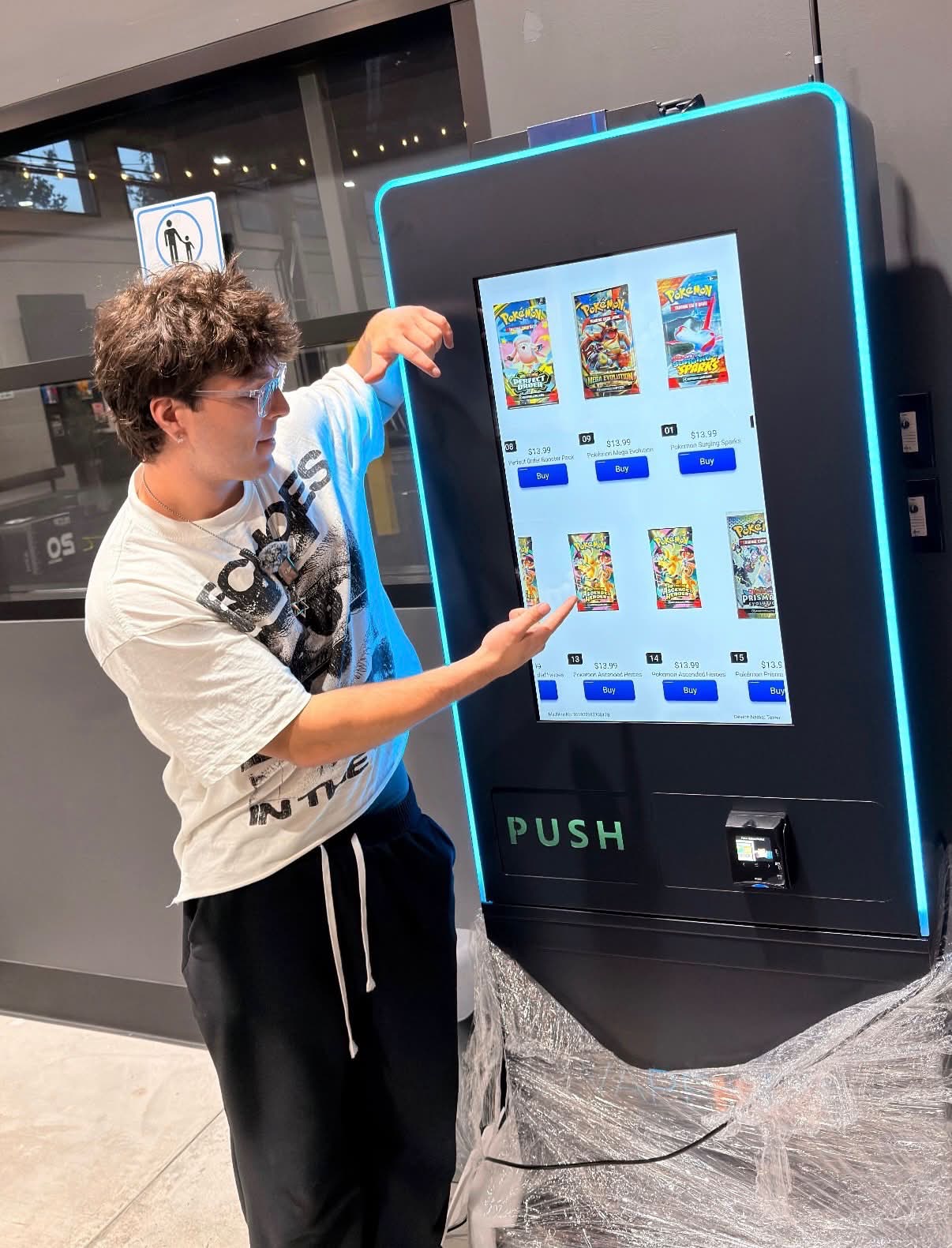 Trading card vending placement in a venue