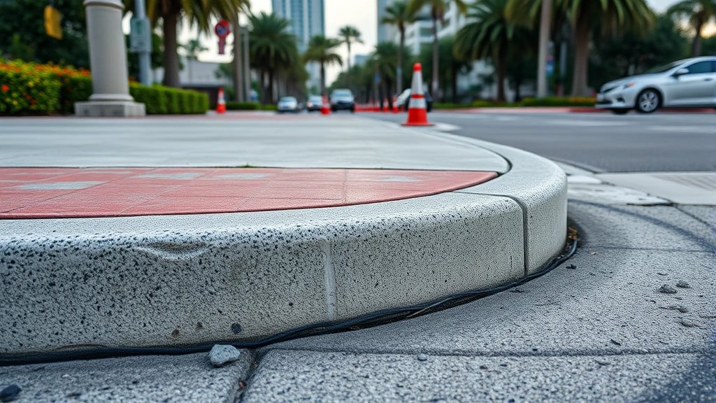 Concrete Curb Repair projects in Miami FL showcasing before and after transformation of curbs.