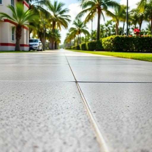 Concrete repair in Miami, showcasing seamless finish and precision craftsmanship in a lush outdoor setting.