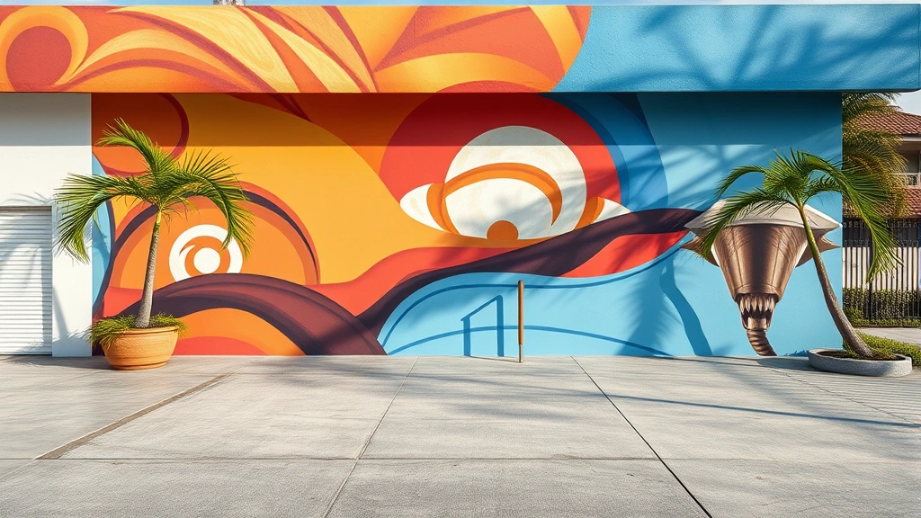 Painting and Concrete in South Miami FL showcasing vibrant colors and textures on a residential building.