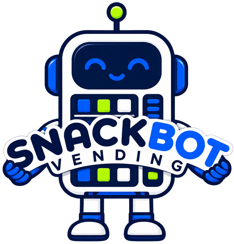 SnackBot AI-powered glass-front smart cooler in a modern workplace