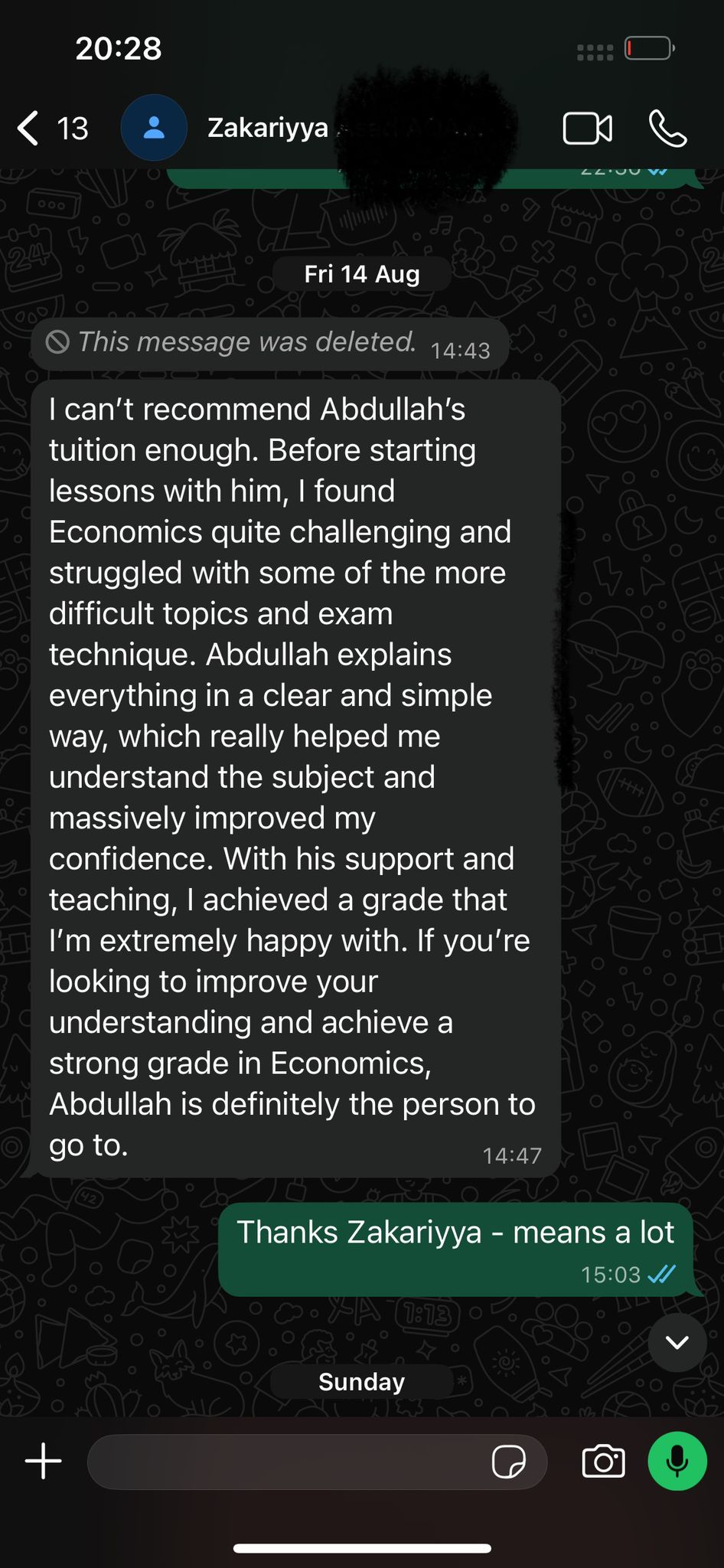 Student Written Testimonials
