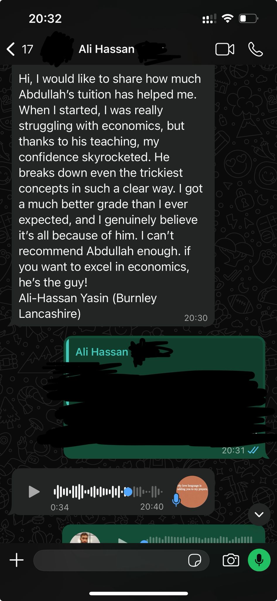 Student Written Testimonials