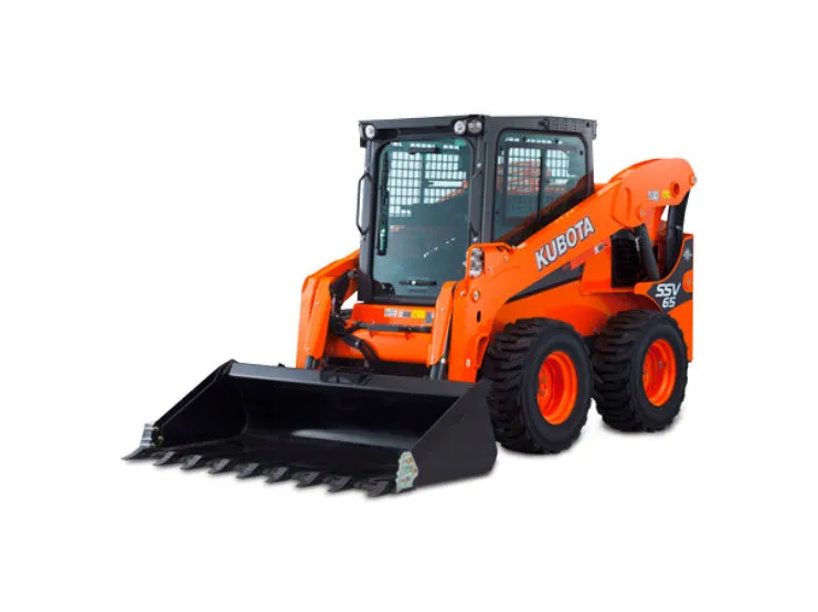 Kubota SSV65 wheeled skid steer loader with bucket