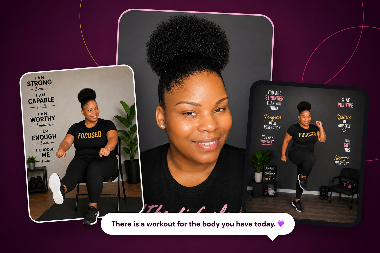 Coach T-Will chair and standing workout collage