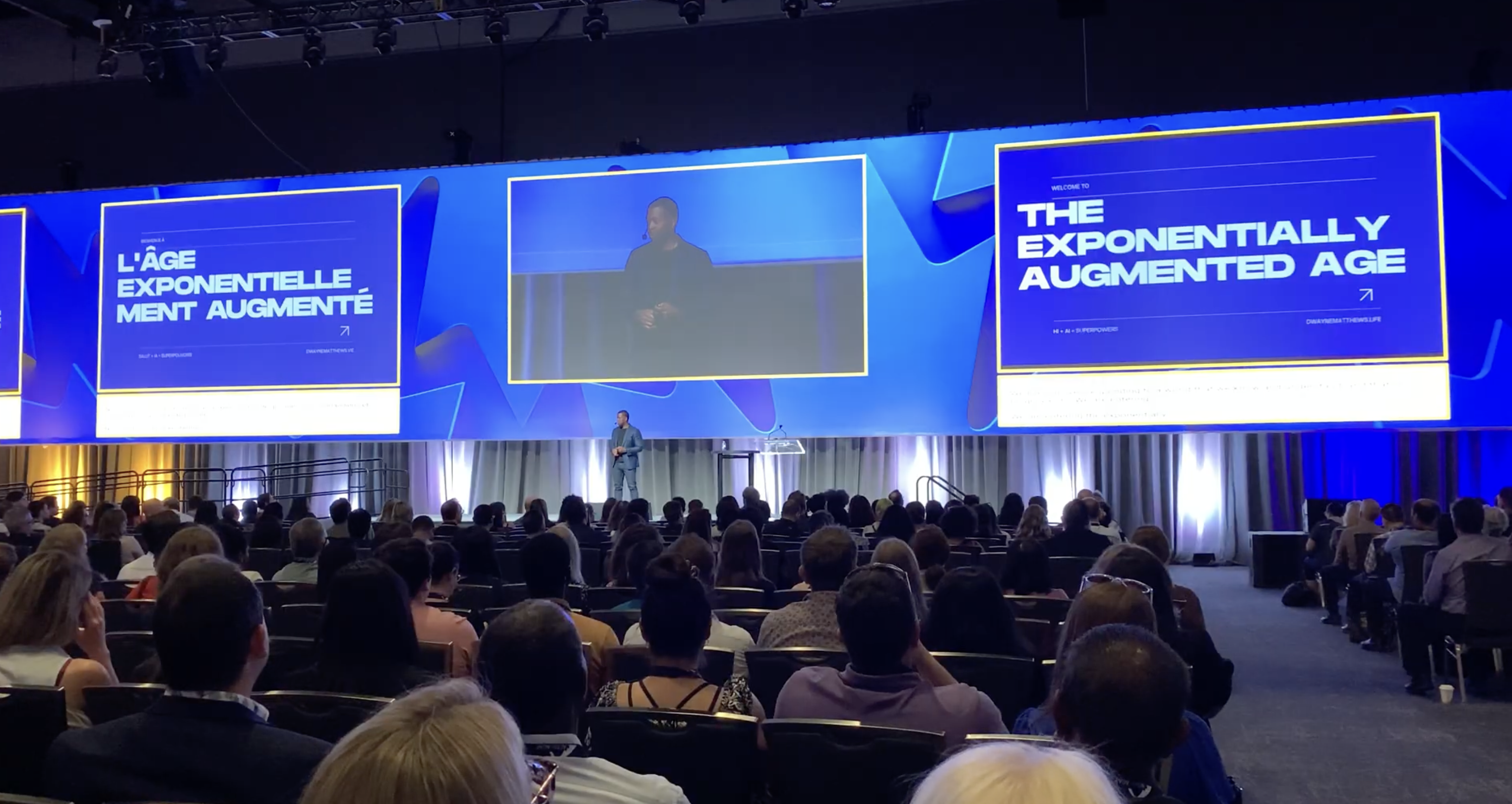 Dwayne Matthews delivering a keynote on the main stage