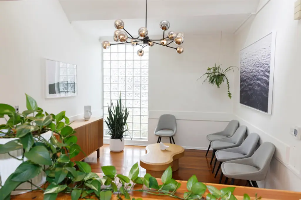 Warm and inviting details of the therapy space at Haia Counselling, designed for comfort and privacy
