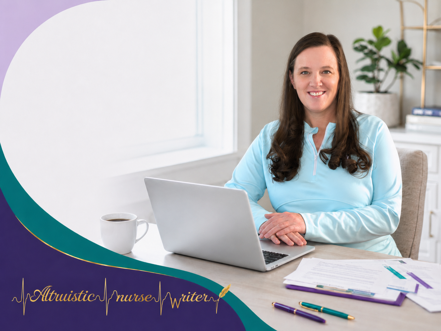Nurse educator working on a laptop, refining a nurse-led continuing education course with progress over perfection