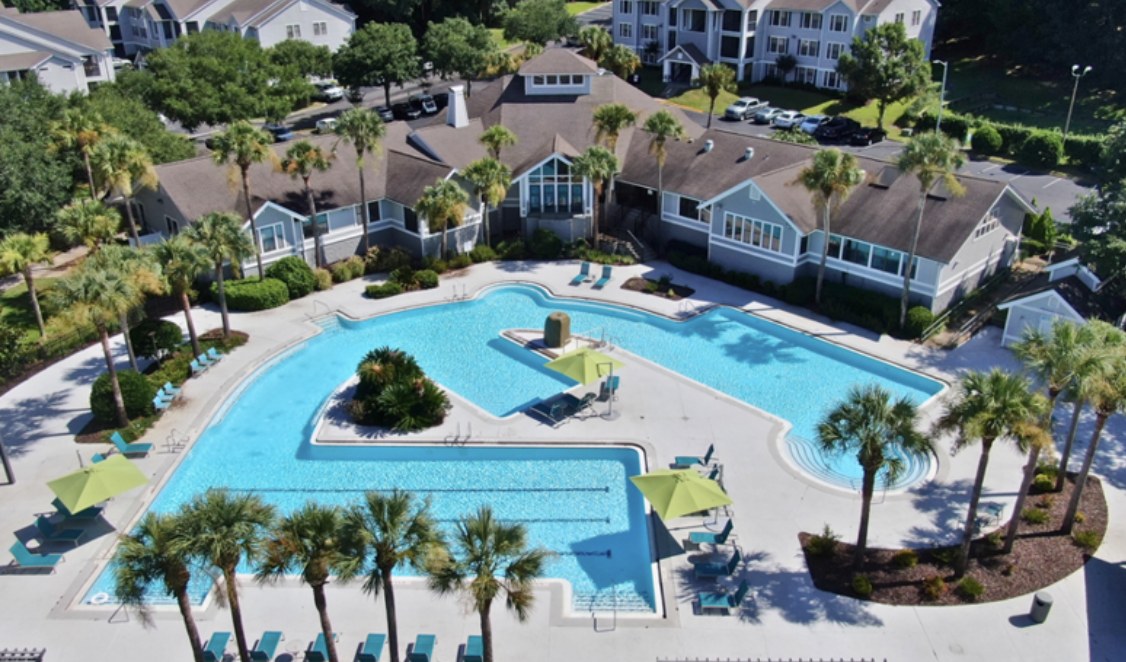 The Monroe apartment community pool in Tallahassee, Florida