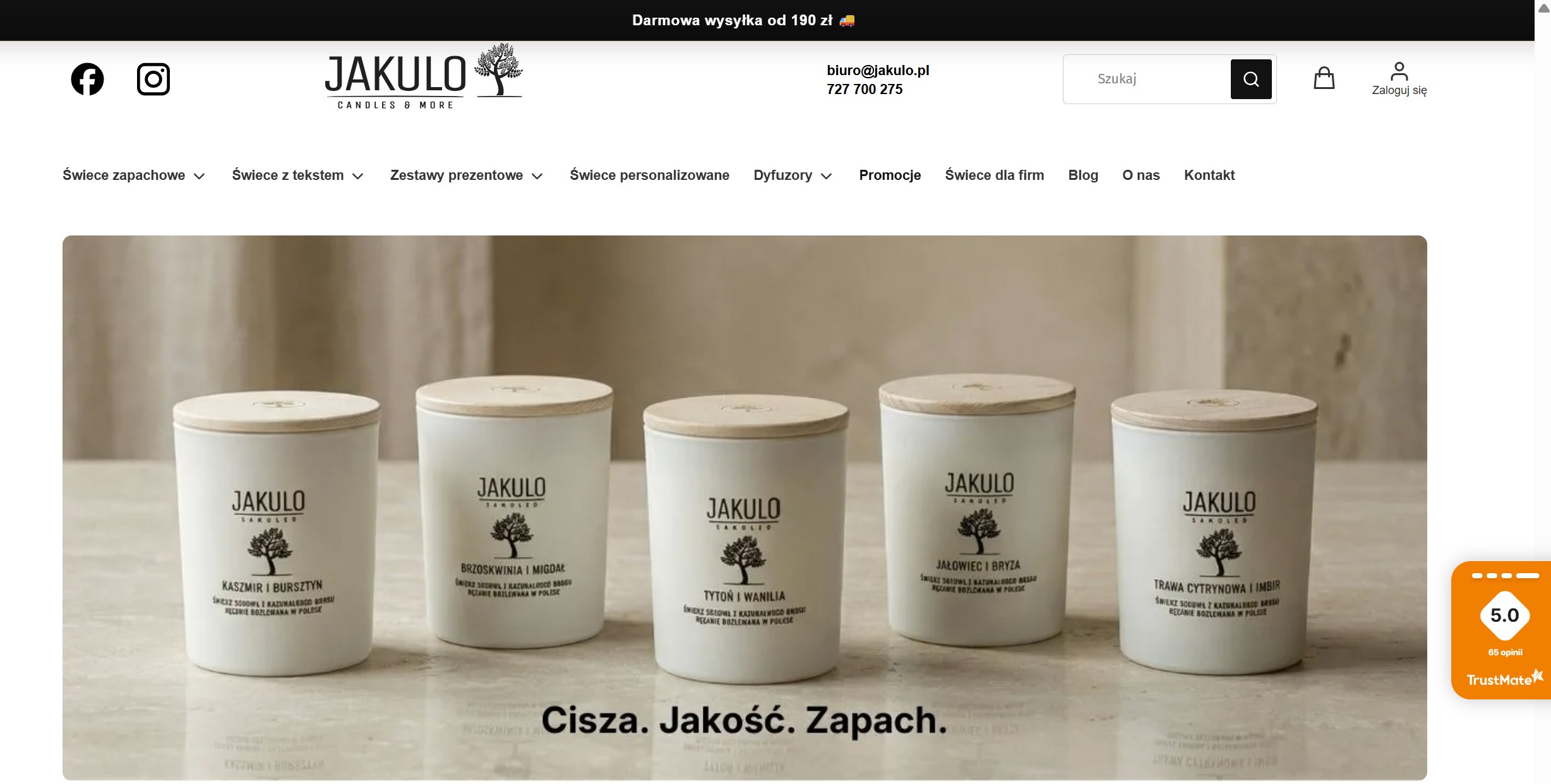 jakulo.pl — sklep ze świecami sojowymi na Shoperze