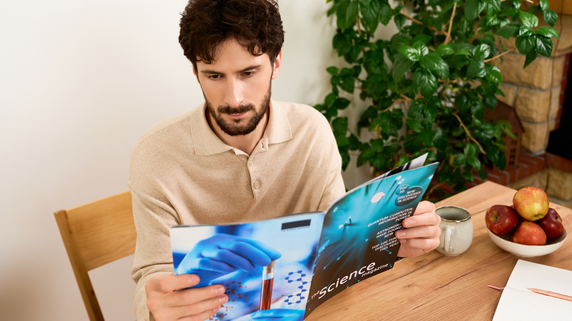 Person reading health information and educational material