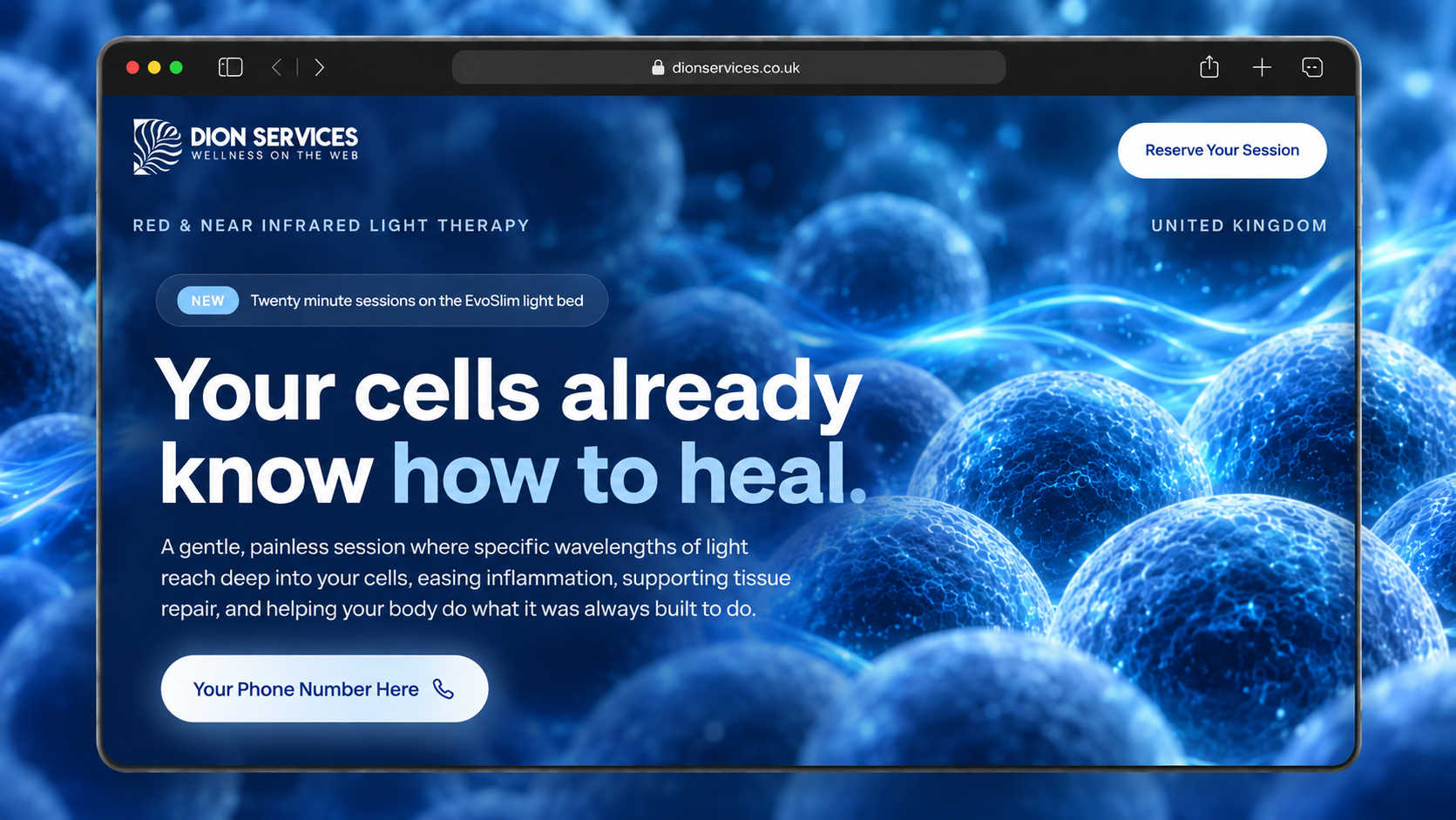 Red Light Therapy service funnel screenshot