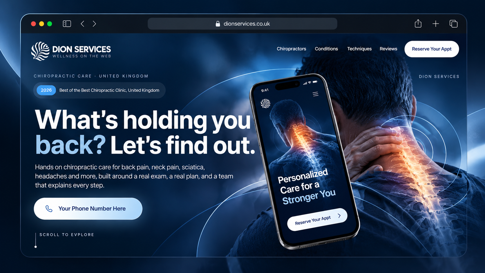 Chiropractic Care service funnel screenshot