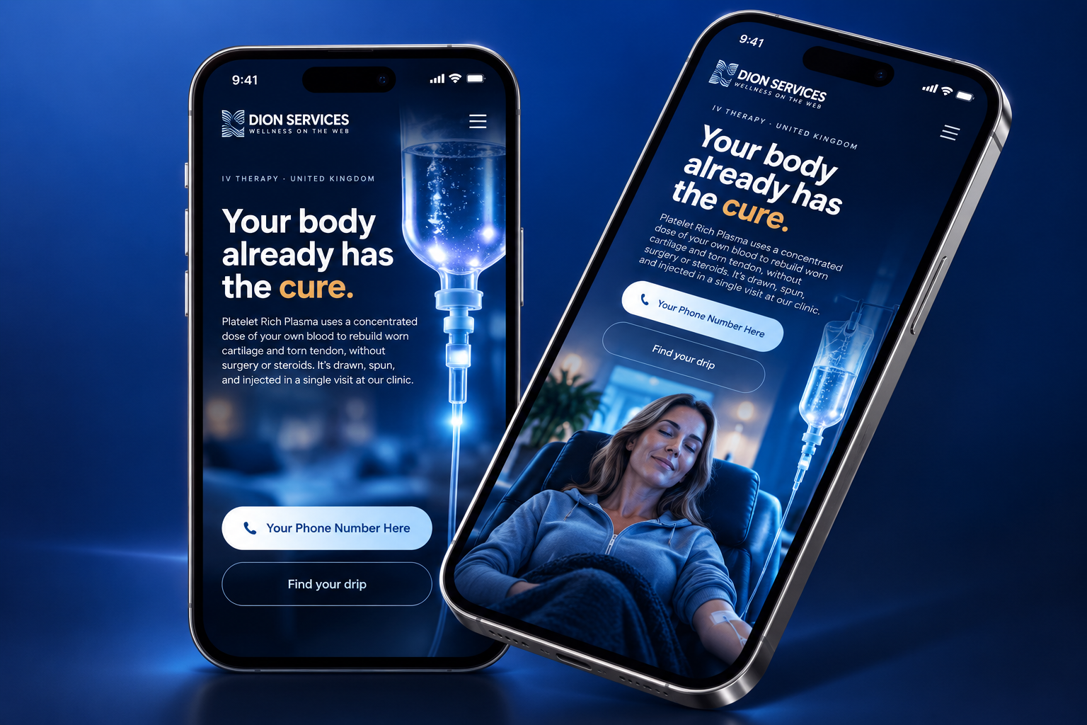 IV Therapy service funnel screenshot