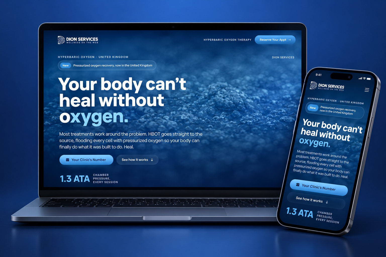 Hyperbaric Oxygen service funnel screenshot