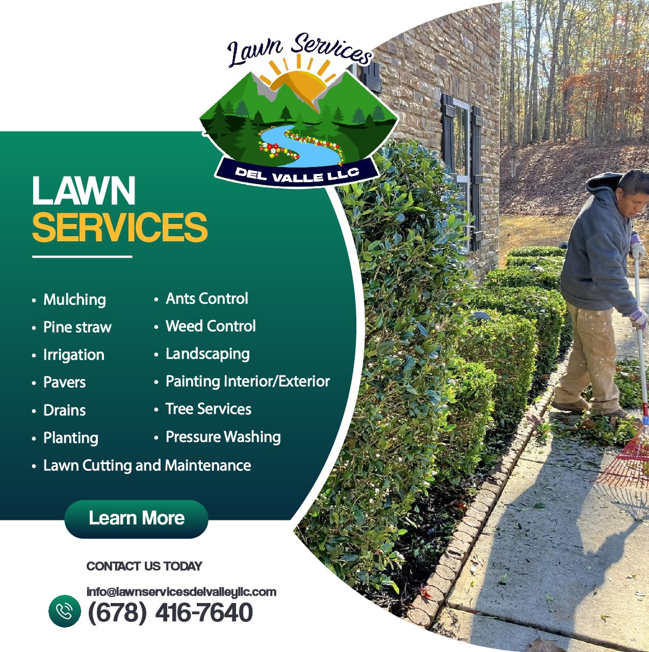Lush green lawn after maintenance by Del Valle Lawn Services