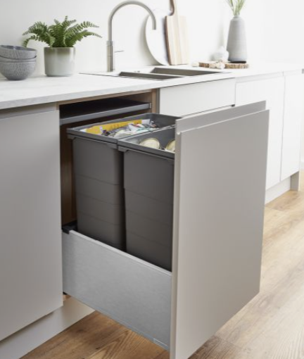 Integrated pull-out bin drawer system