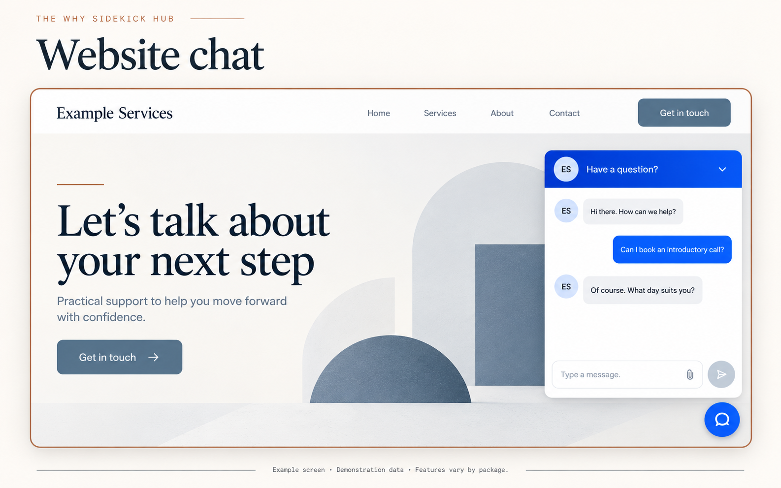 Example: Website chat and enquiry collection