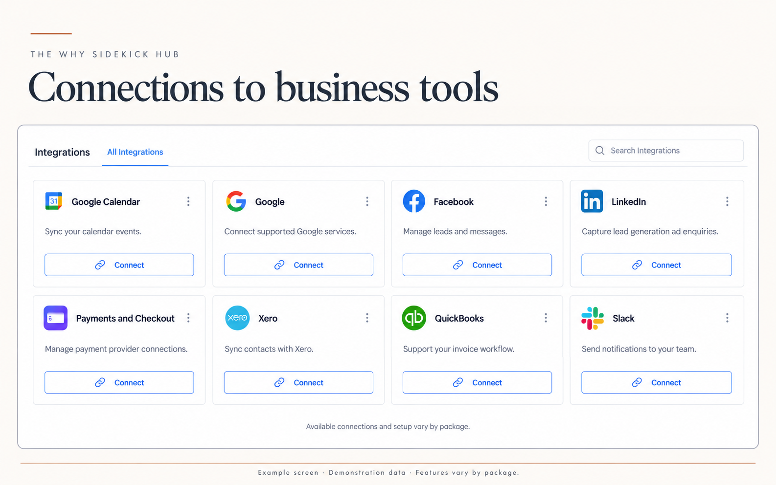 Example: Connections to other supported business tools