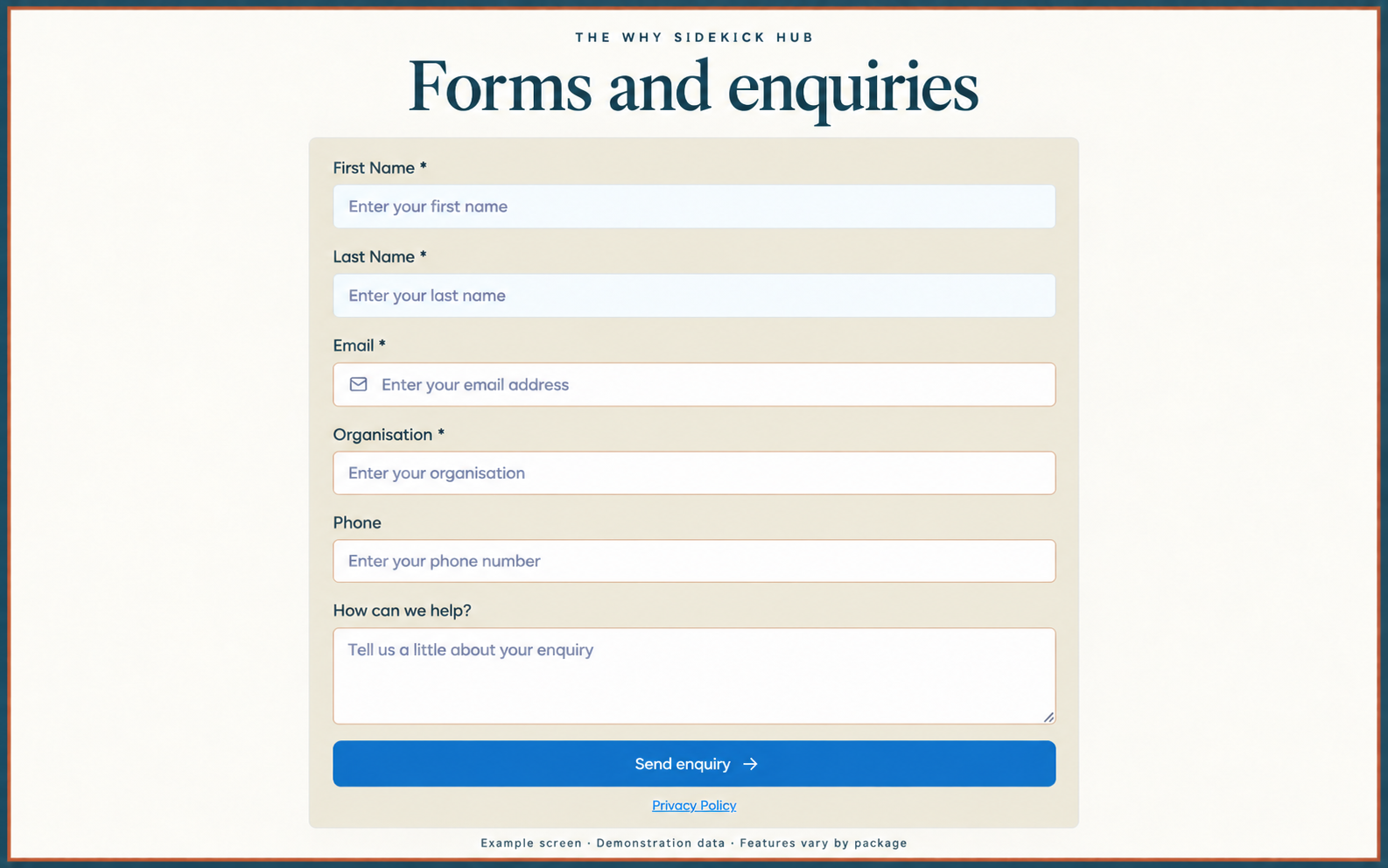 Example enquiry form