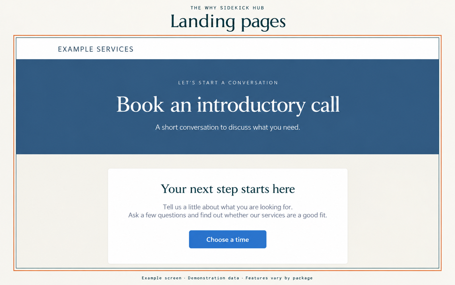 Example introductory call landing page