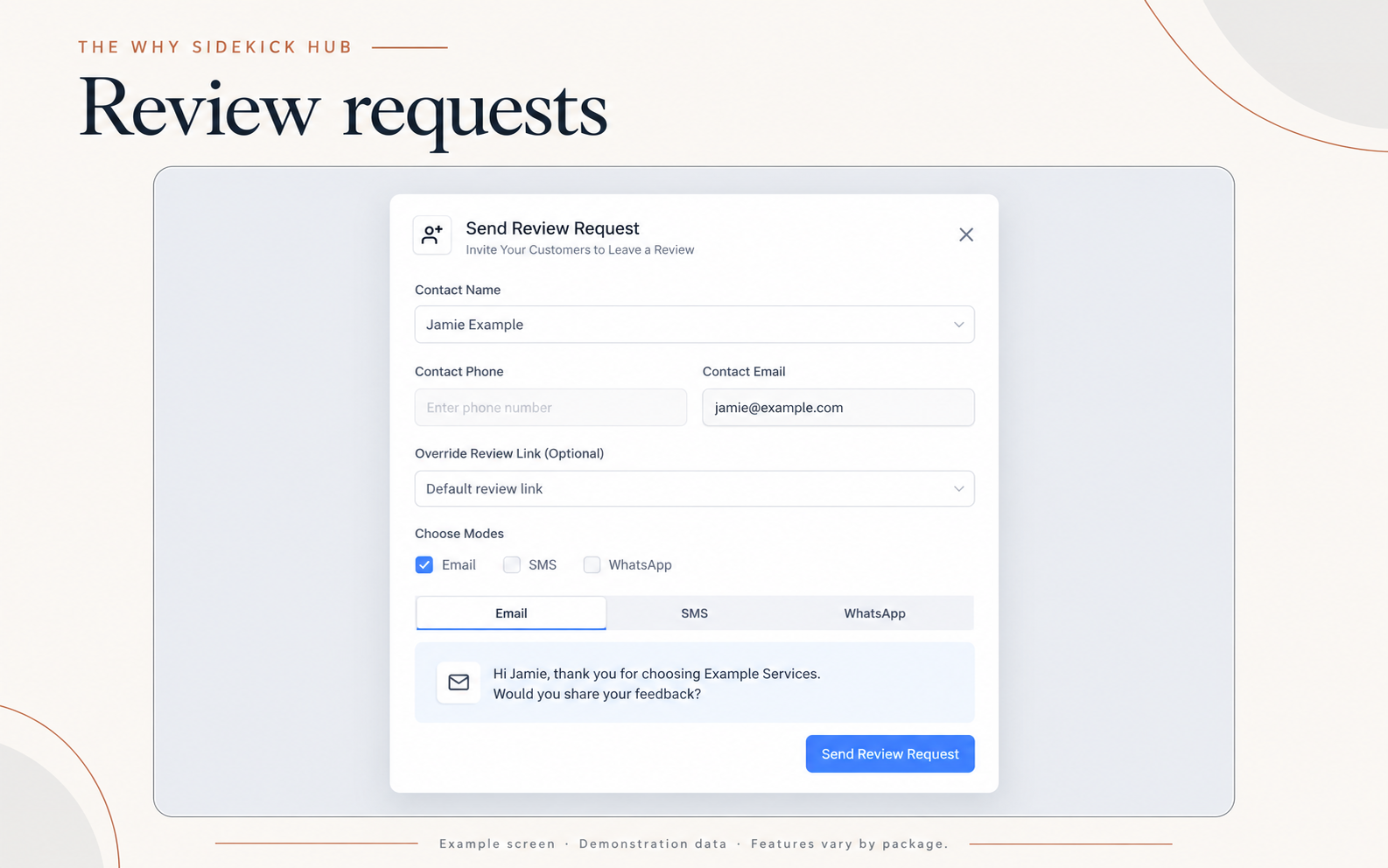 Example: Review requests and review management