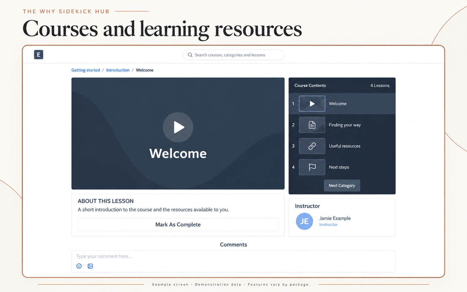 Example: Courses and learning resources