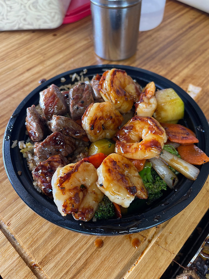Hibachi shrimp and steak bowl