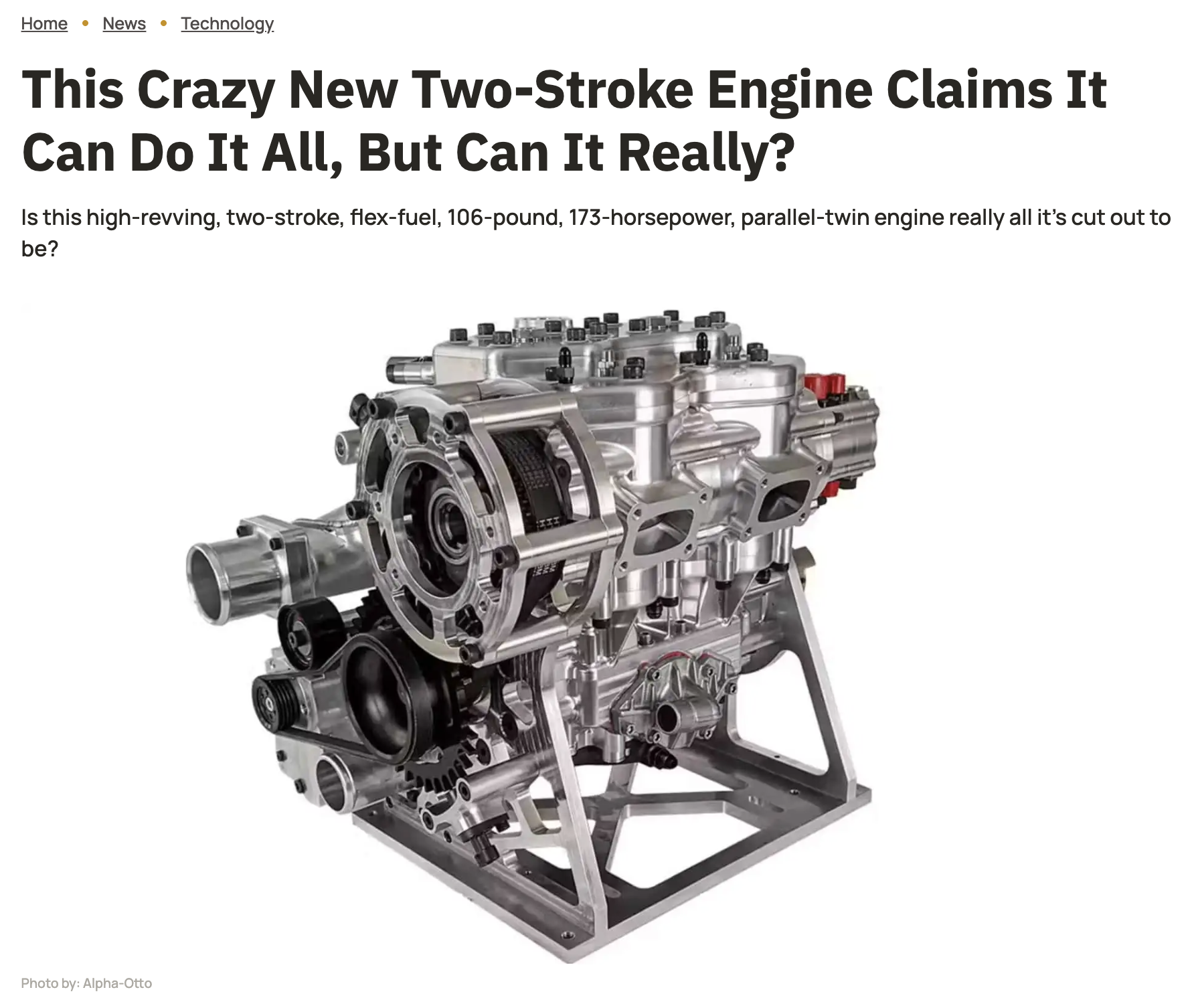 Alpha-Otto REV Force™ Engine Highlighted in RideApart Alpha-Otto REV Force™ Engine Highlighted in RideApart