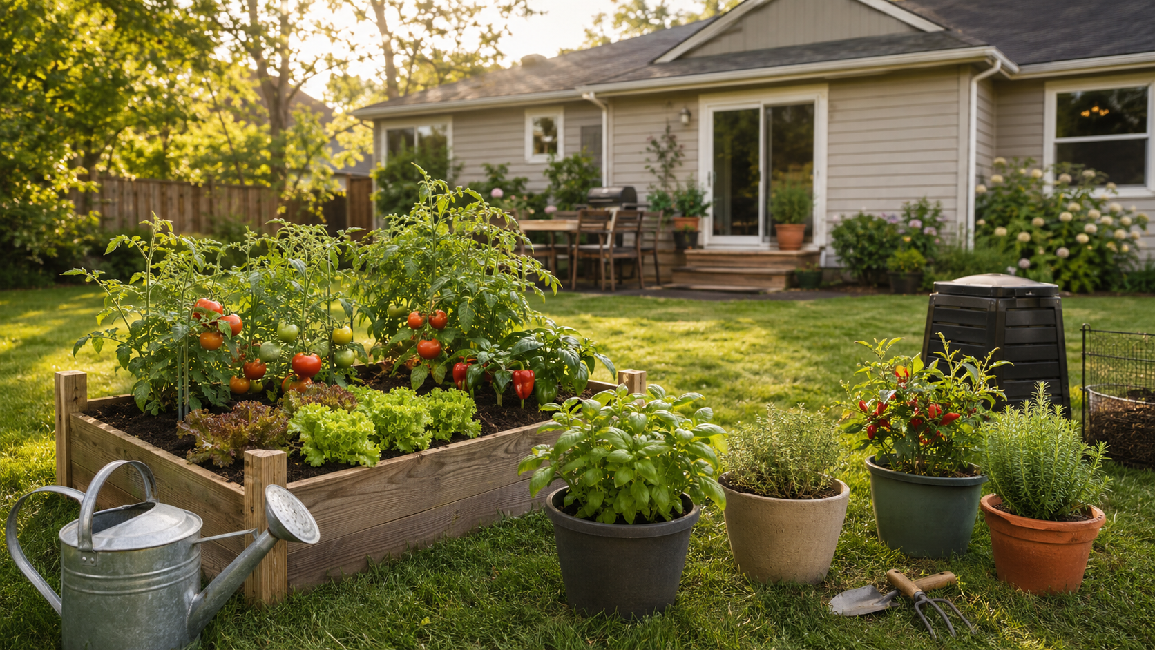 Beginner homesteading in a small suburban backyard