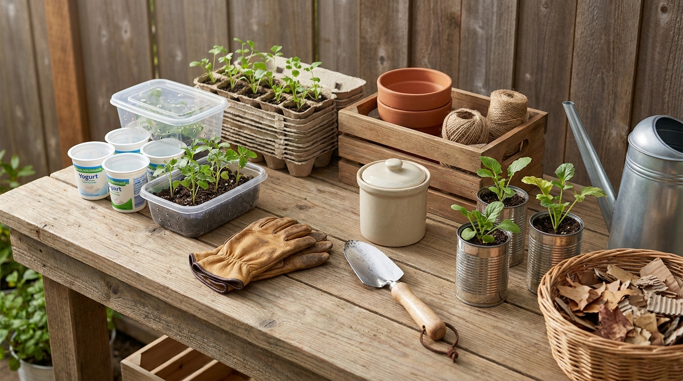 Reused containers and simple materials for low-cost homesteading