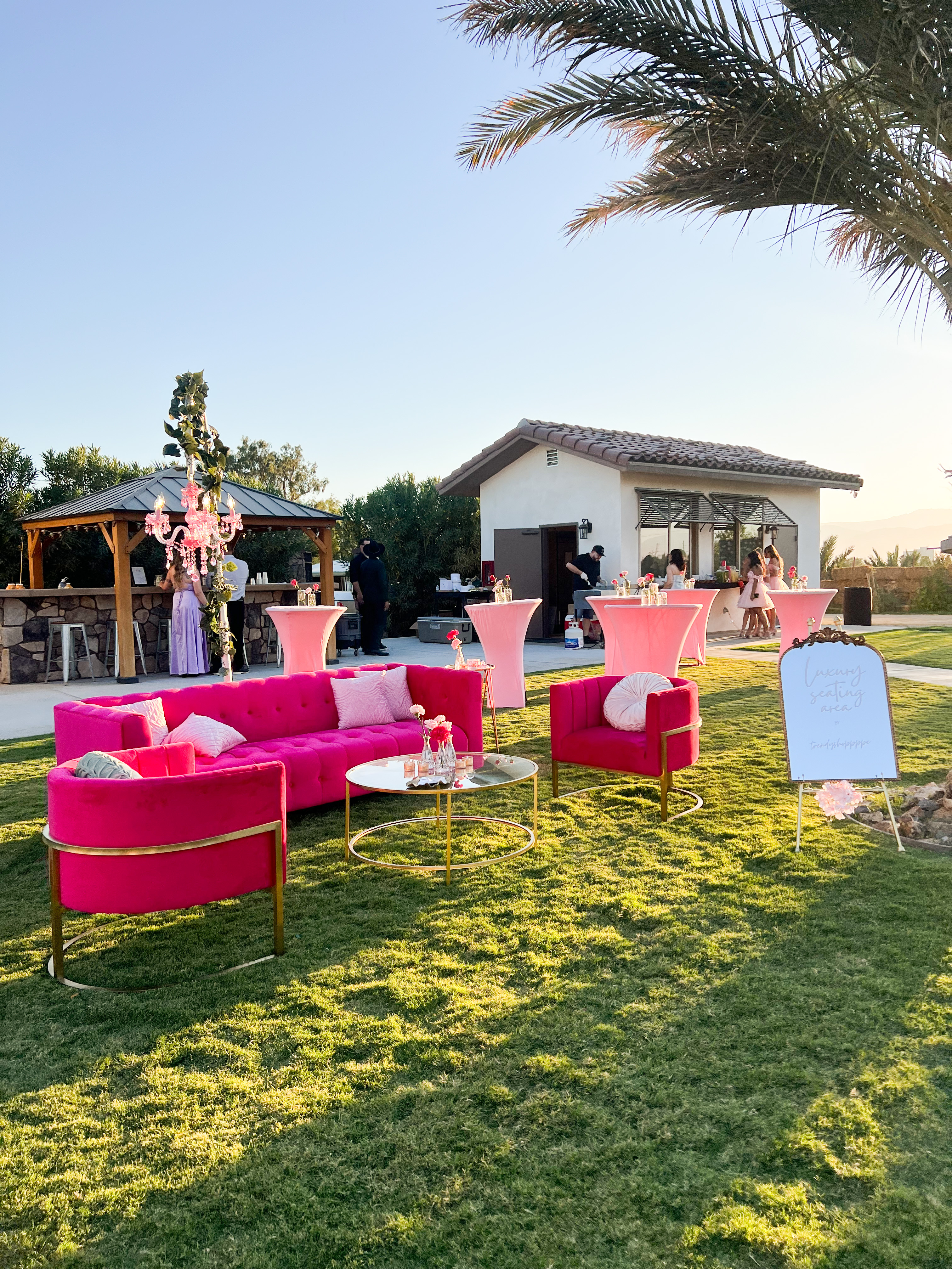 Designer furniture arrangement for a celebration