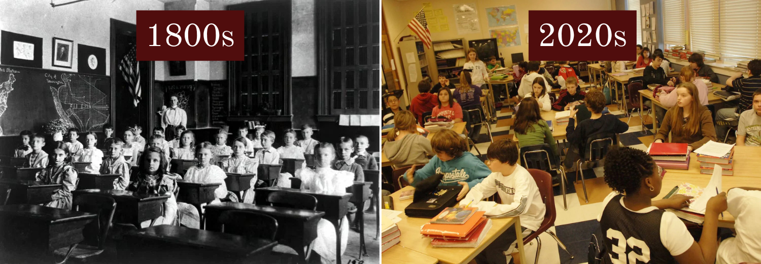 Classrooms from 1800s to Today Compared