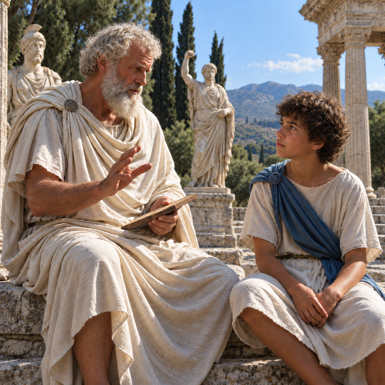 Alexander the Great being taught by Aristotle