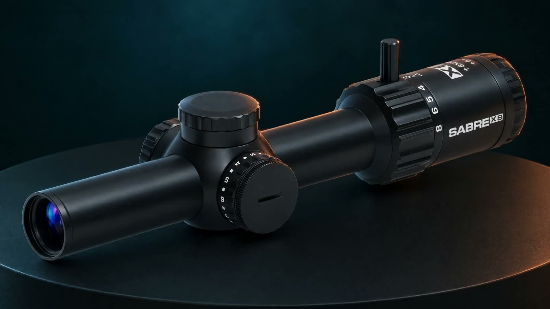 Sabre X8 1-8x24 on a black turntable