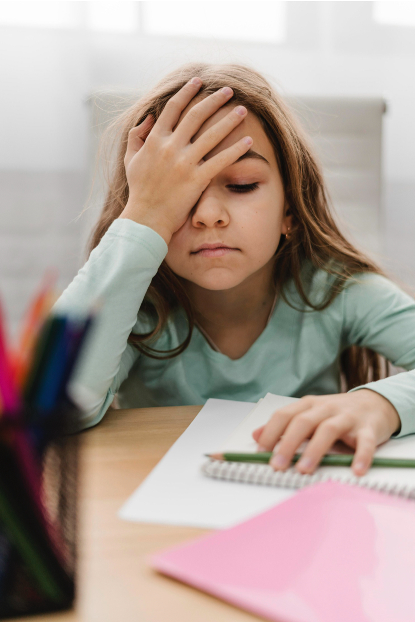 Child struggling to concentrate