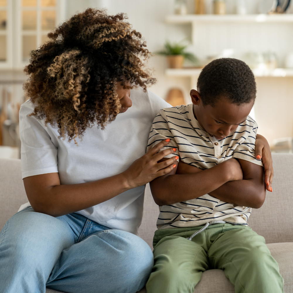 Parent and child at table