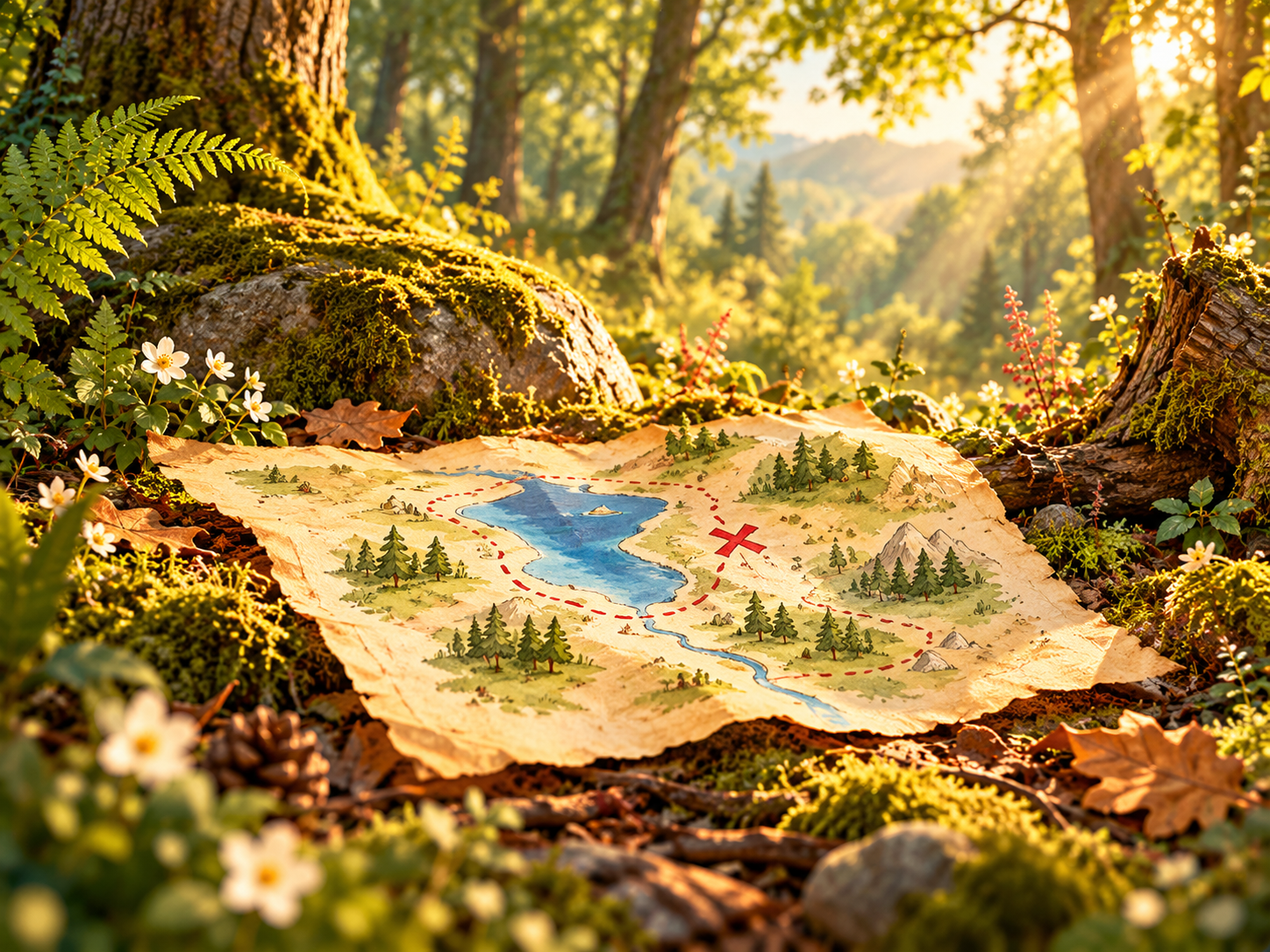 A map on the woodland floor
