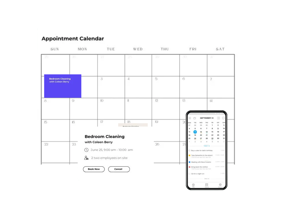 Calendar management UI preview