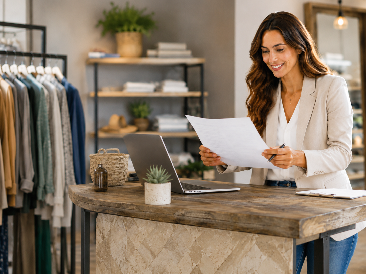 Business owner reviewing plan