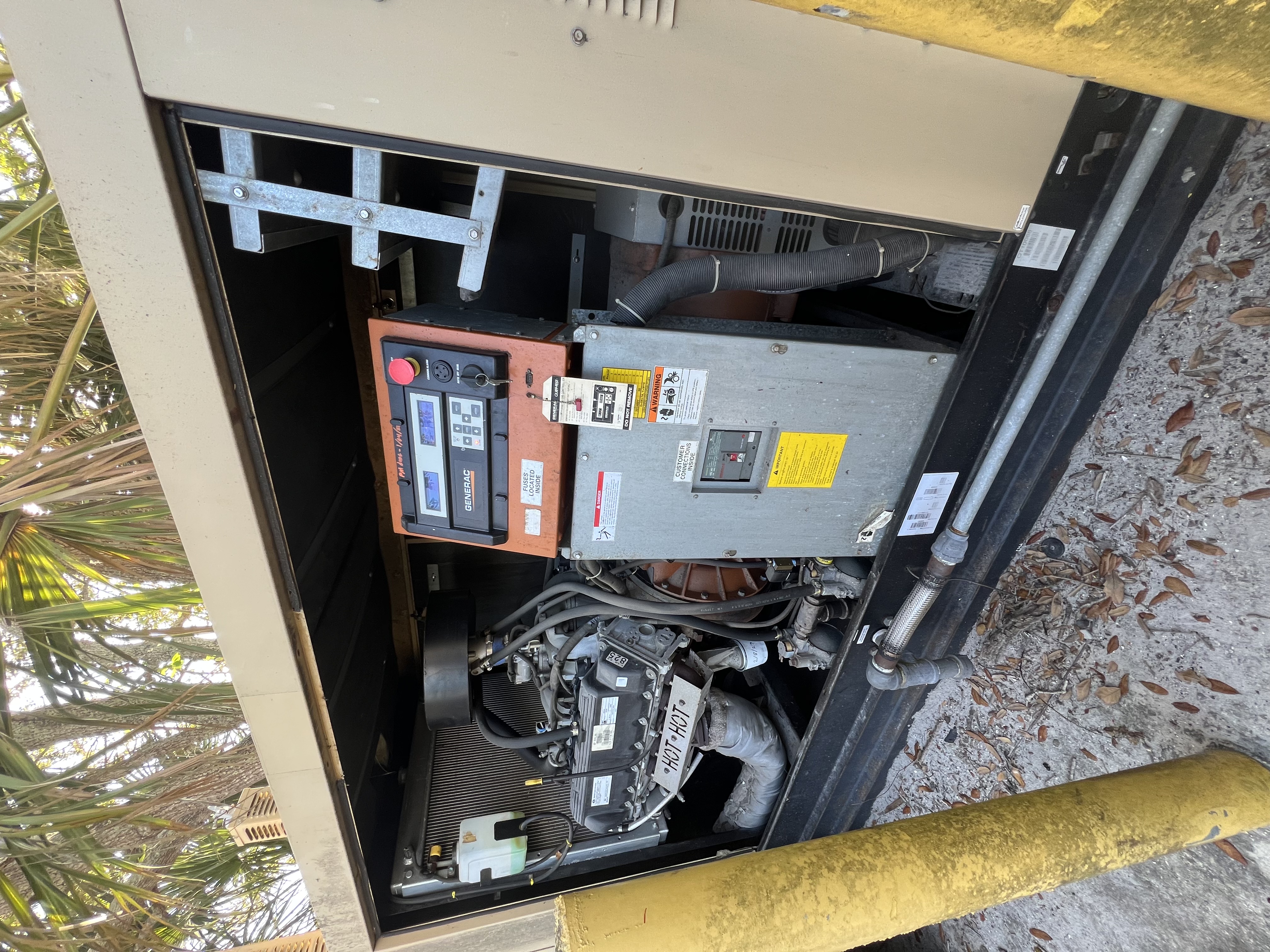 Commercial standby generator enclosure during service by Power Safe Generator