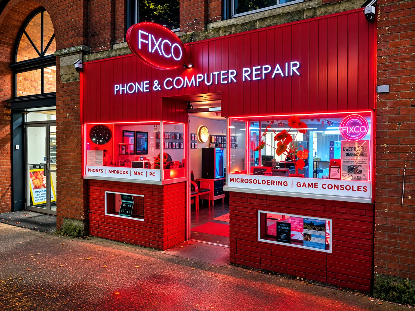 The FiXCO Phone & Computer Repair storefront on Commercial St in Bellingham