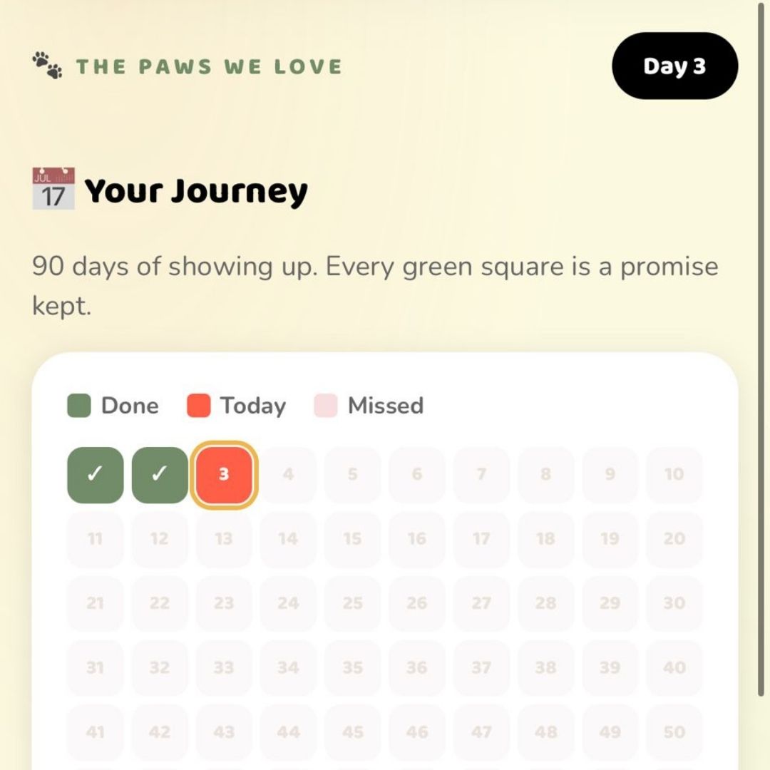 The 90 Day Challenge journey tracker
