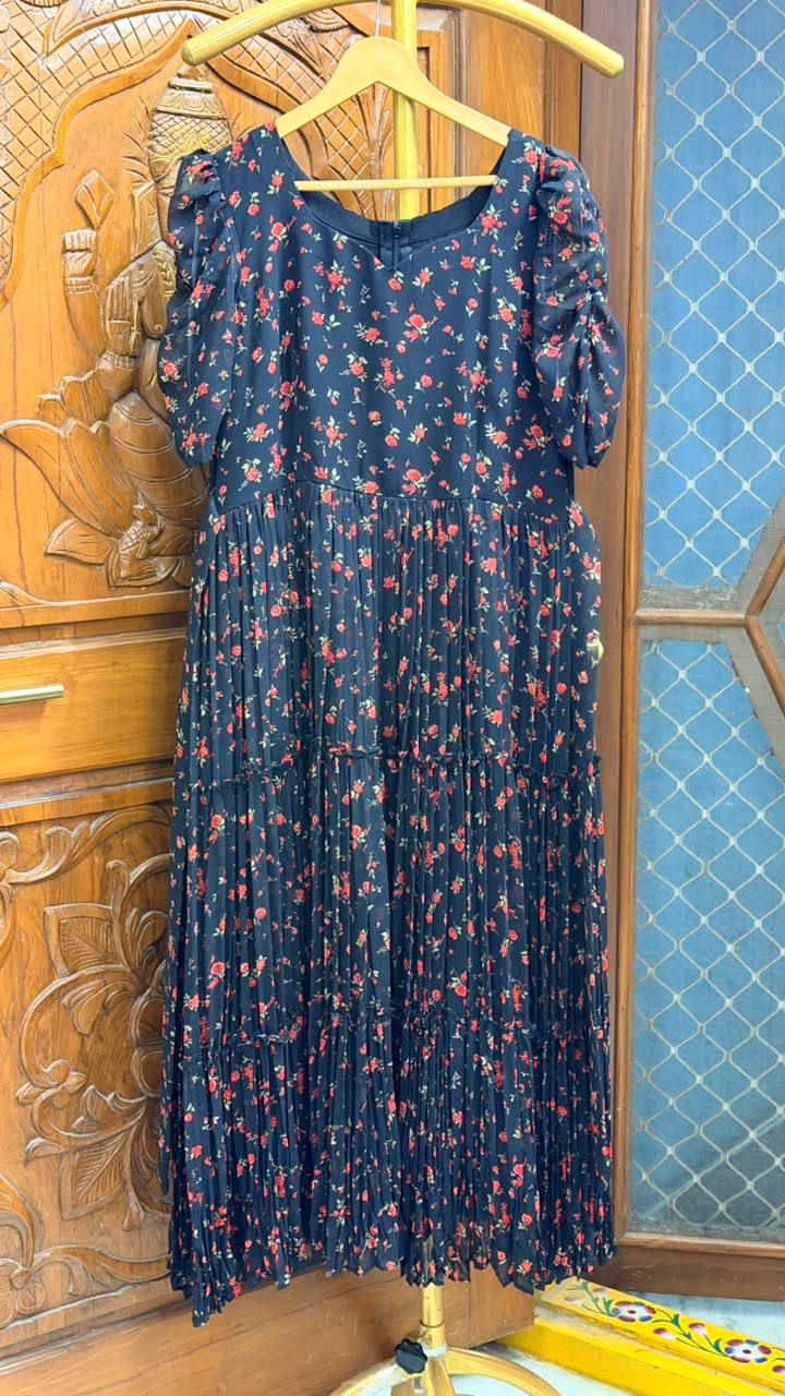 Pure Georgette Maxi dress (RIS0362) from Ruchita's Indian Store