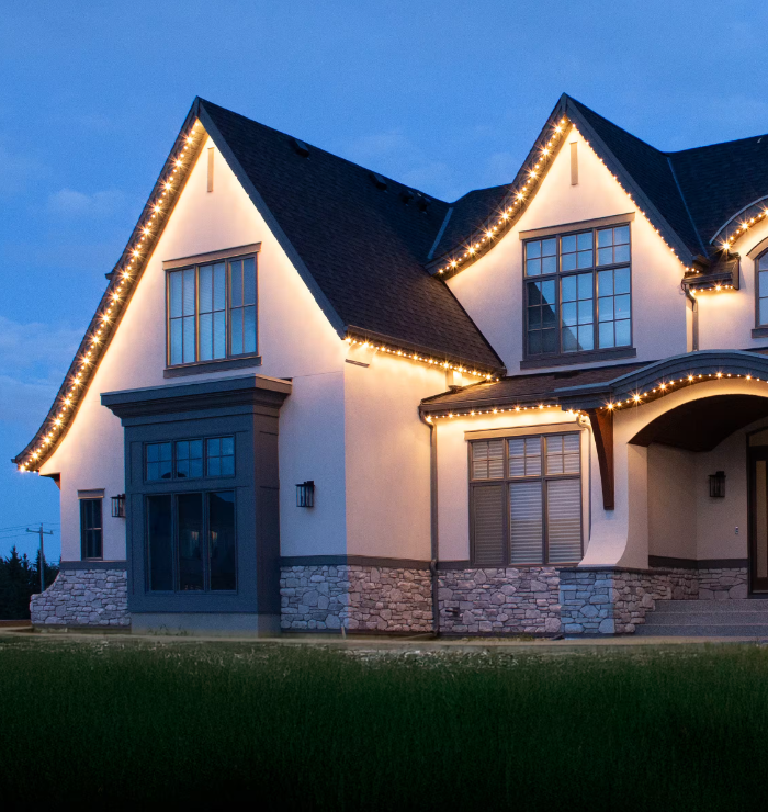 Lumenox home glowing in warm-white incandescent — true 2700K dedicated warm channel