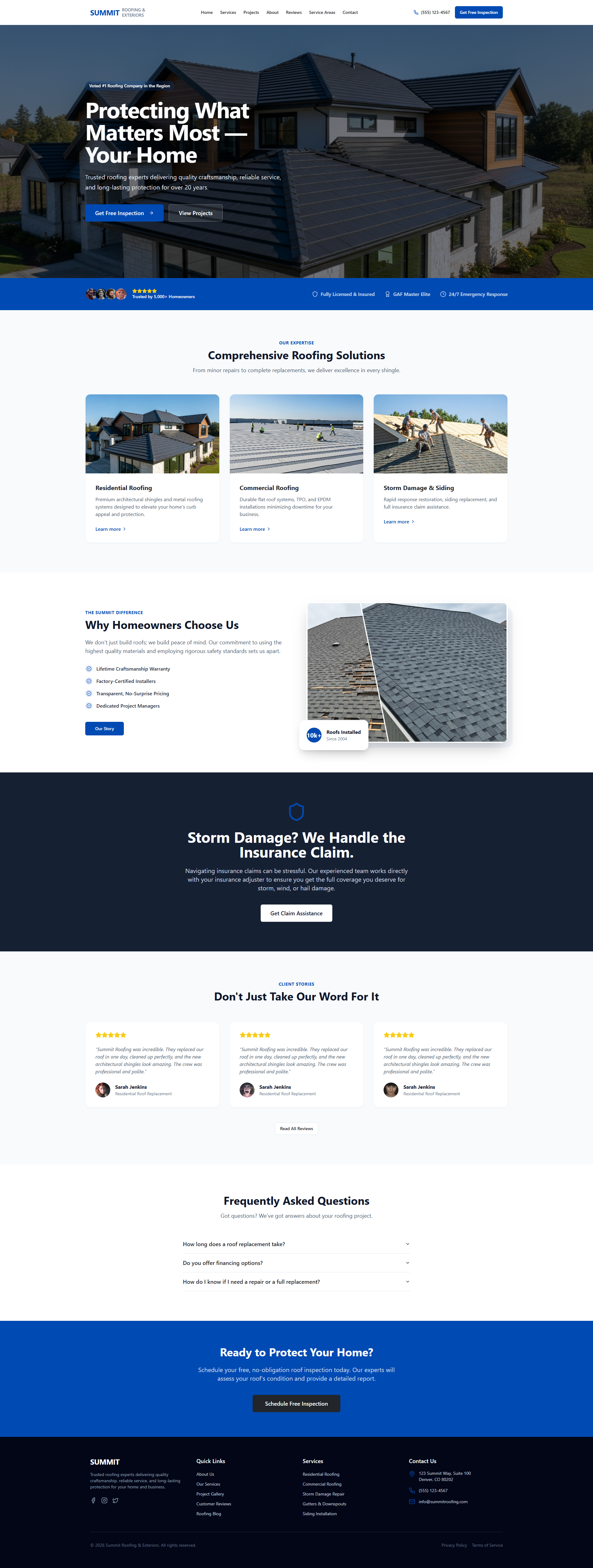 Roofing & Exteriors Company Website